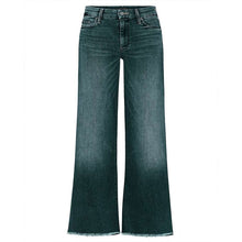 Indlæs billede til gallerivisning Mørkvaskede Midtalje jeans med brede ben og rå syninger
