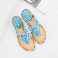 Indlæs billede til gallerivisning Boho håndlavede blomstrede runde tå sandaler med lange tæer
