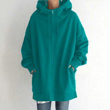 Indlæs billede til gallerivisning Lynlås Hooded Long Plus Fleece Sweatshirt
