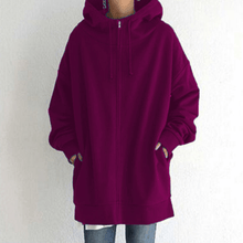 Indlæs billede til gallerivisning Lynlås Hooded Long Plus Fleece Sweatshirt
