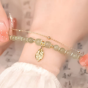Hetian Jade guldbladsarmbånd
