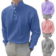 Indlæs billede til gallerivisning Herre poloshirt med høj krave og lange ærmer
