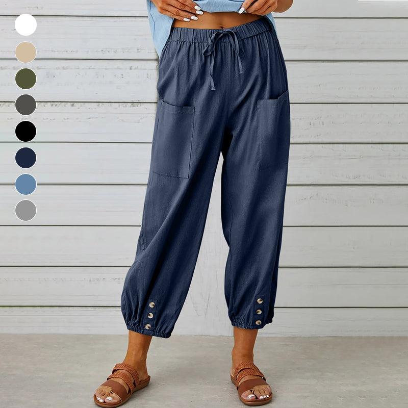 Loose trousers with a high waist