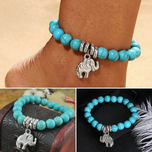 Indlæs billede til gallerivisning Tyrkist elefantarmbånd med lykkevedhæng
