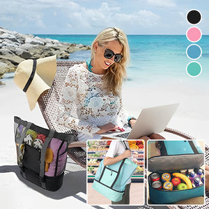 2-i-1 tote-bag i mesh med aftagelig sektion