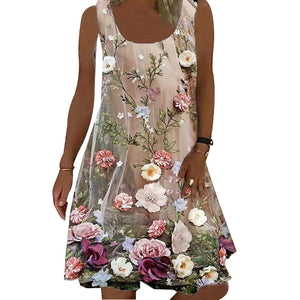 Blomsterkjole uden ærmer