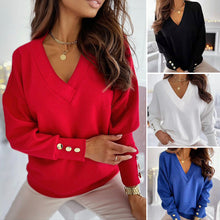 Indlæs billede til gallerivisning V-neck Knitted Sweater
