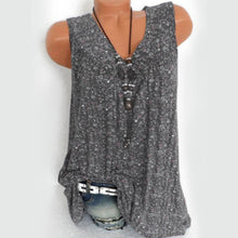 Indlæs billede til gallerivisning Lille blomstret mønster v-hals ærmeløs linned
