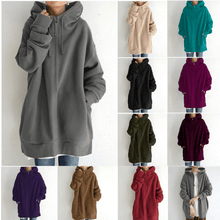 Indlæs billede til gallerivisning Lynlås Hooded Long Plus Fleece Sweatshirt
